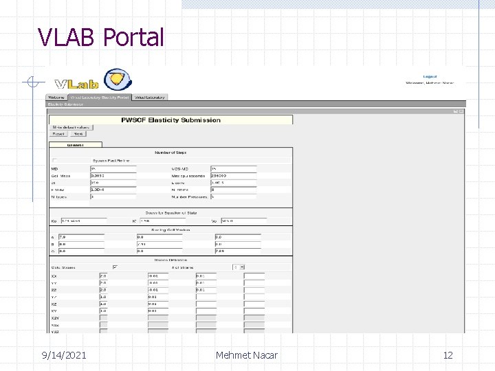 VLAB Portal 9/14/2021 Mehmet Nacar 12 