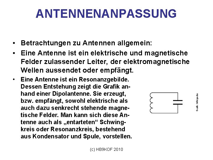 ANTENNENANPASSUNG • Eine Antenne ist ein Resonanzgebilde. Dessen Entstehung zeigt die Grafik anhand einer