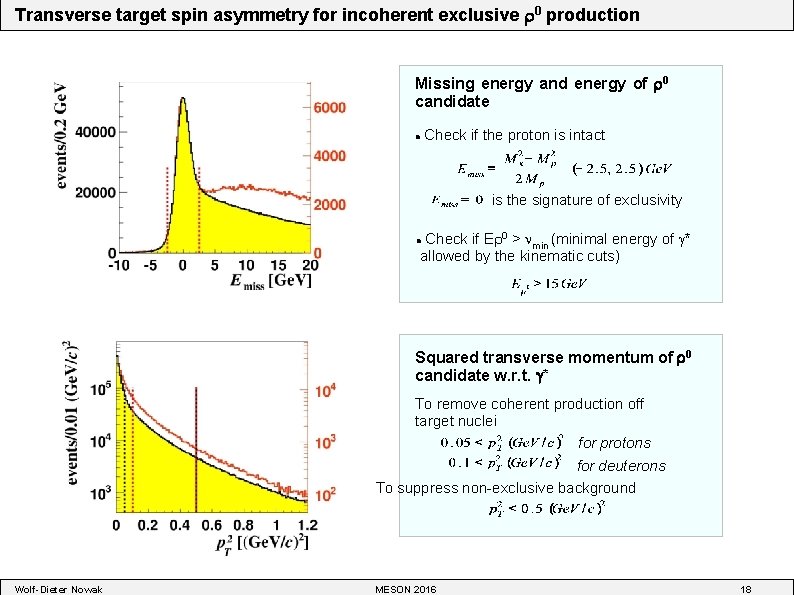 Transverse target spin asymmetry for incoherent exclusive 0 production Missing energy and energy of
