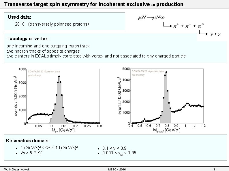 Transverse target spin asymmetry for incoherent exclusive production Used data: 2010 (transversely polarised protons)
