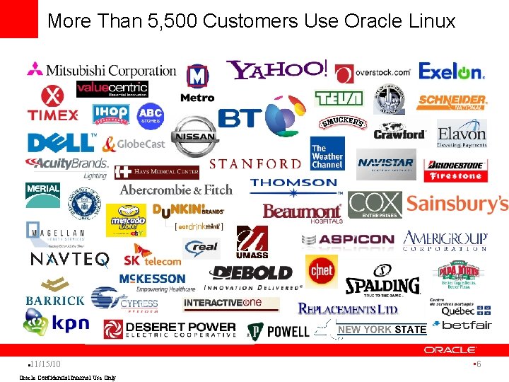 More Than 5, 500 Customers Use Oracle Linux l 11/15/10 Oracle Confidential Internal Use