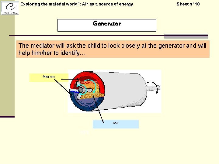 Exploring the material world”: Air as a source of energy Sheet n° 18 Generator