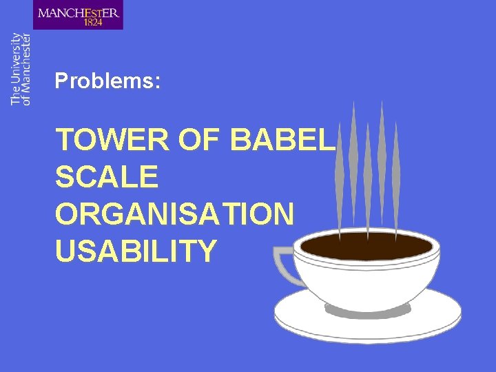 Problems: TOWER OF BABEL SCALE ORGANISATION USABILITY 