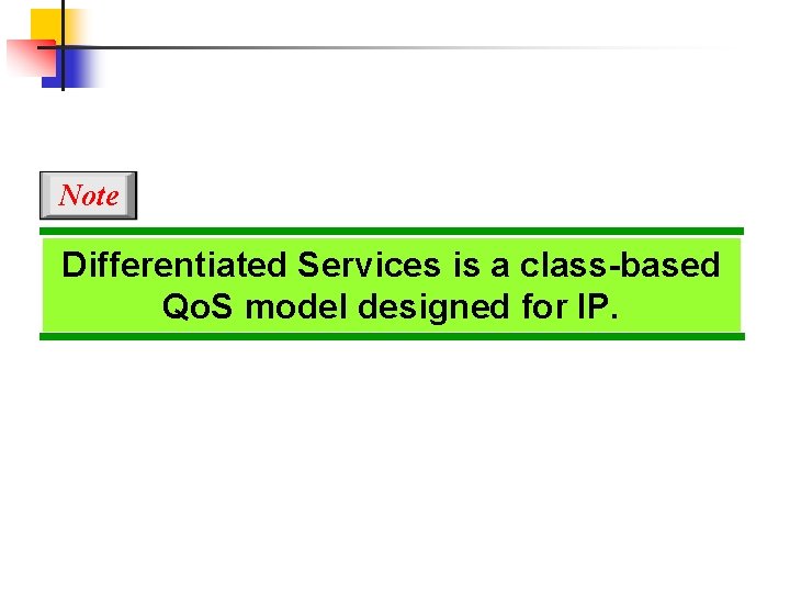 Note Differentiated Services is a class-based Qo. S model designed for IP. 