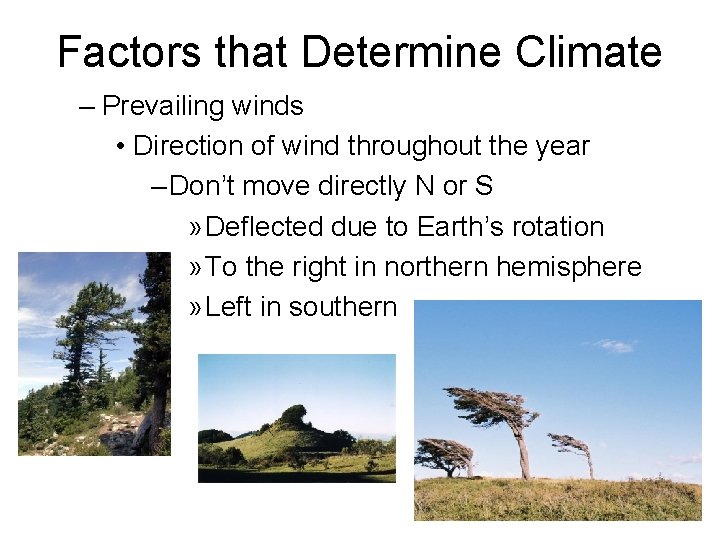 Factors that Determine Climate – Prevailing winds • Direction of wind throughout the year