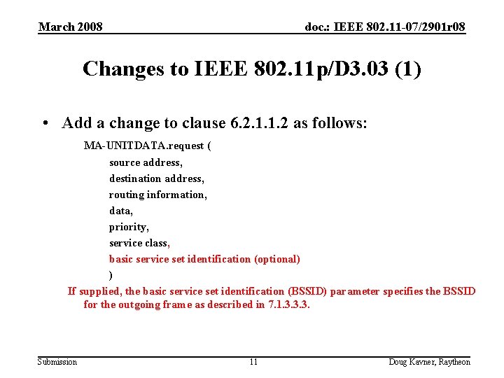 March 2008 doc. : IEEE 802. 11 -07/2901 r 08 Changes to IEEE 802.