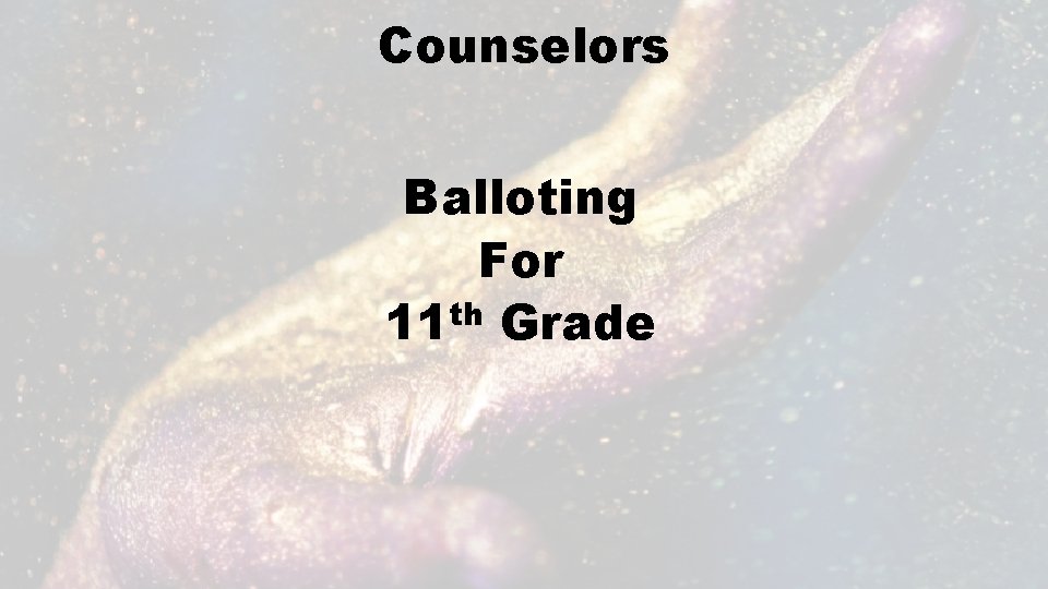 Counselors Balloting For 11 th Grade 