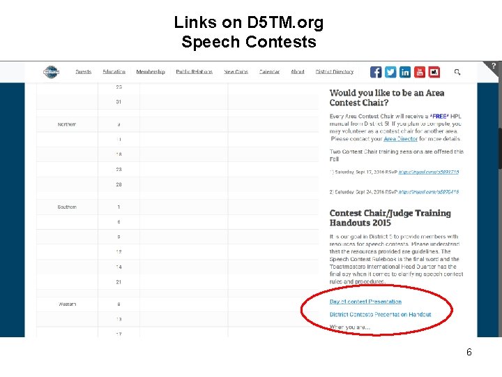 Links on D 5 TM. org Speech Contests 6 