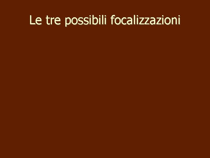 Le tre possibili focalizzazioni 