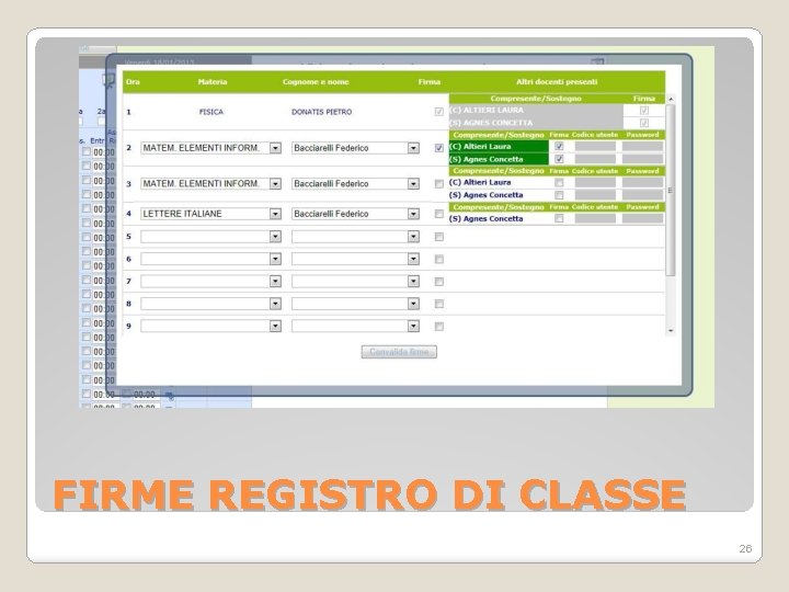 FIRME REGISTRO DI CLASSE 26 