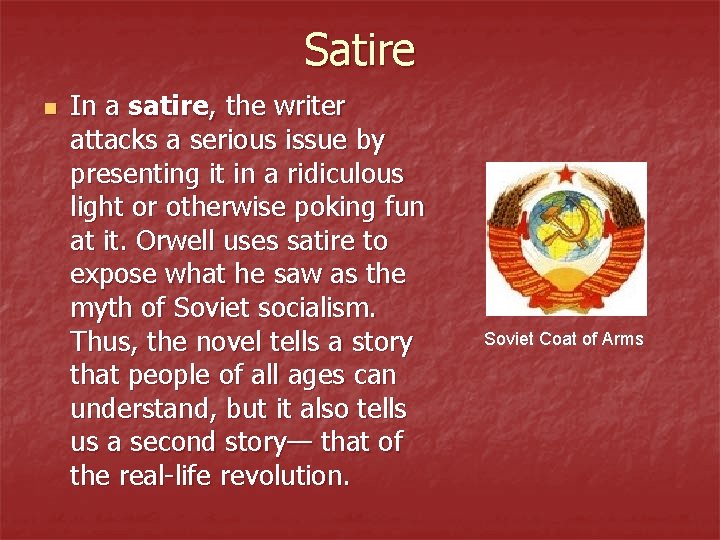 Satire n In a satire, the writer attacks a serious issue by presenting it Satire n In a satire, the writer attacks a serious issue by presenting it