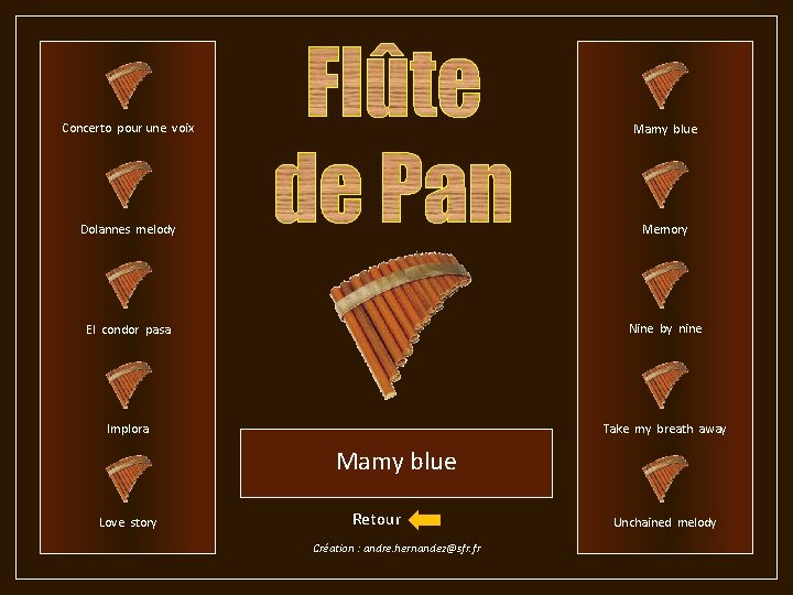 Concerto pour une voix Mamy blue Dolannes melody Memory El condor pasa Nine by