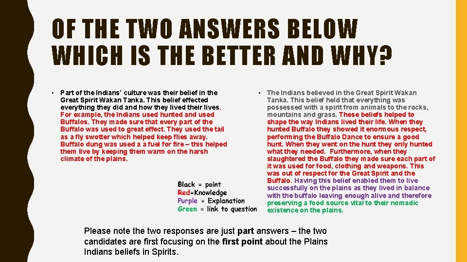 OF THE TWO ANSWERS BELOW WHICH IS THE BETTER AND WHY? • Part of