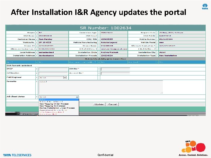 After Installation I&R Agency updates the portal Confidential 