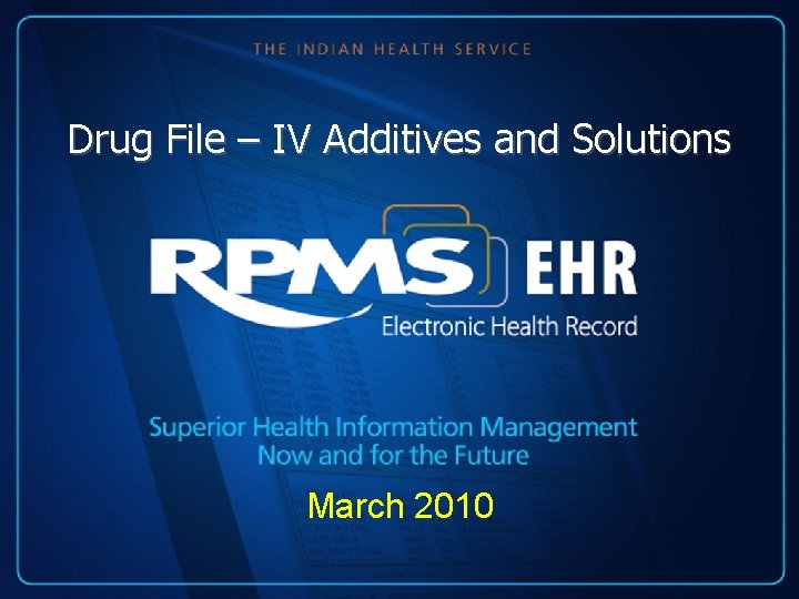 Drug File – IV Additives and Solutions March 2010 