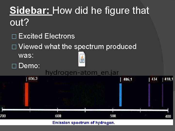 Sidebar: How did he figure that out? � Excited Electrons � Viewed what the