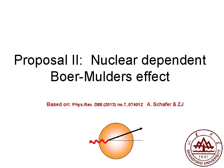 Proposal II: Nuclear dependent Boer-Mulders effect Based on: Phys. Rev. D 88 (2013) no.