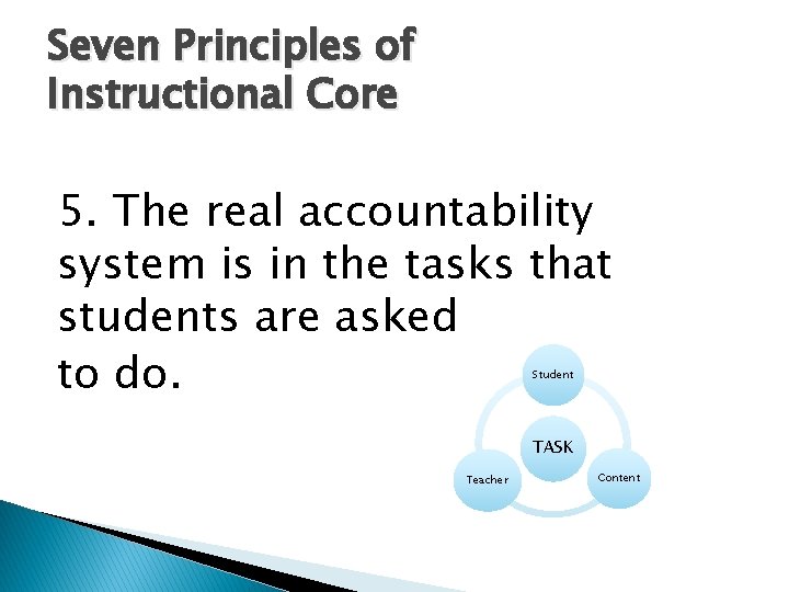Seven Principles of Instructional Core 5. The real accountability system is in the tasks