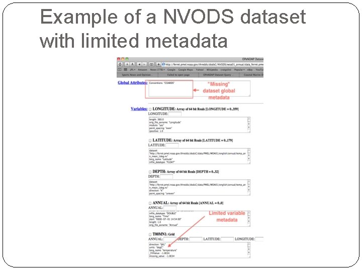 Example of a NVODS dataset with limited metadata 