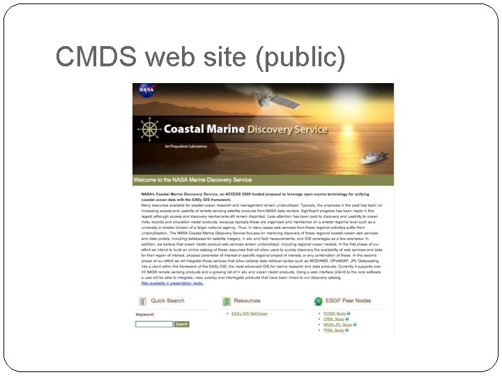 CMDS web site (public) 