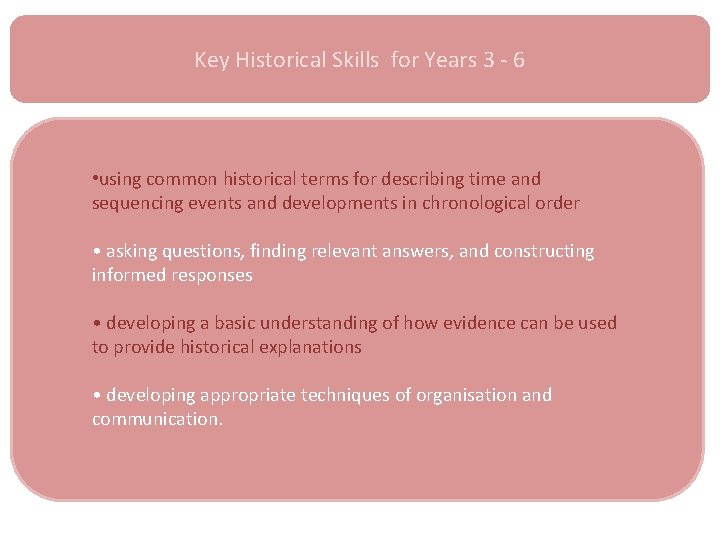 Key Historical Skills for Years 3 - 6 • using common historical terms for