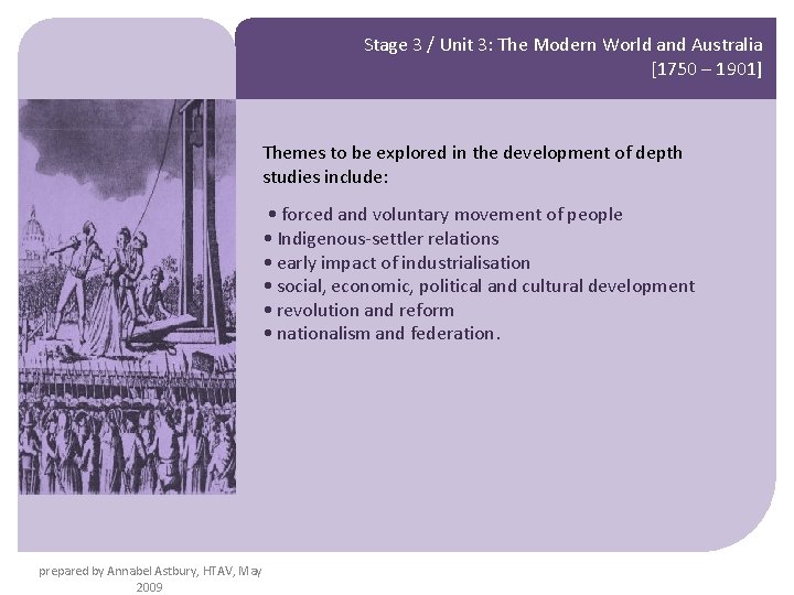 Stage 3 / Unit 3: The Modern World and Australia [1750 – 1901] Themes