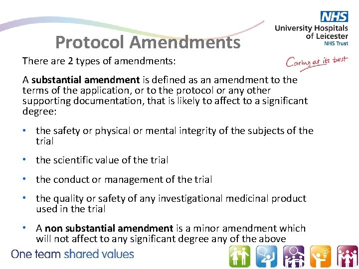 Protocol Amendments There are 2 types of amendments: A substantial amendment is defined as