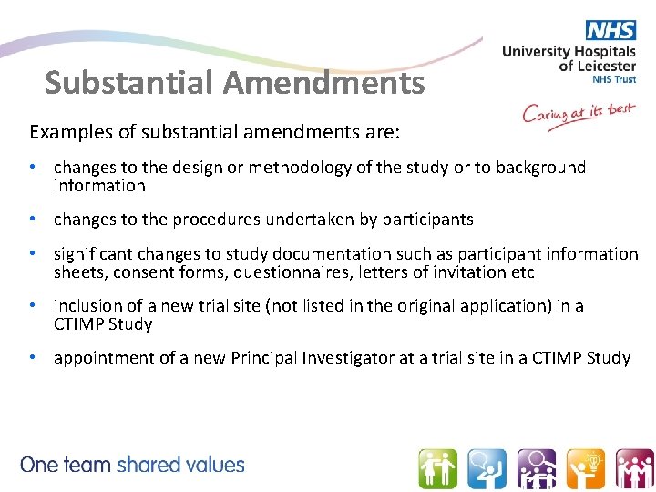 Substantial Amendments Examples of substantial amendments are: • changes to the design or methodology