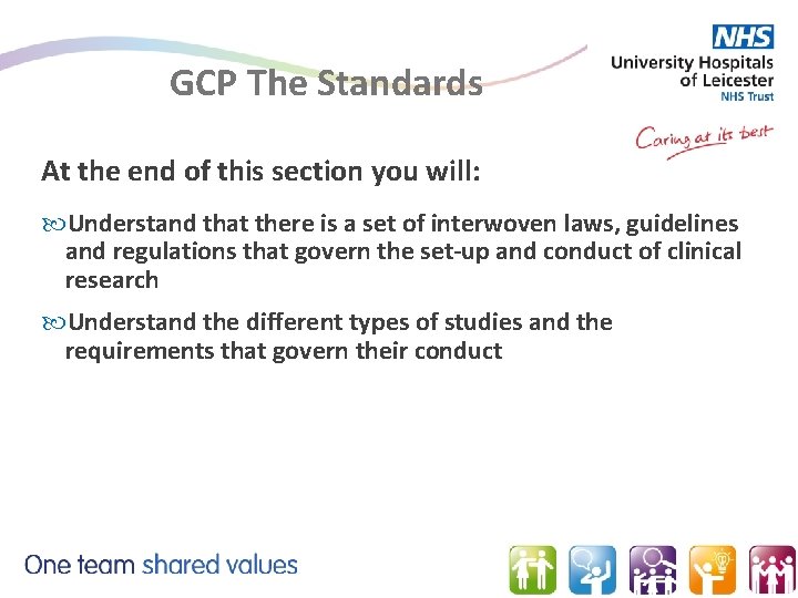 GCP The Standards At the end of this section you will: Understand that there