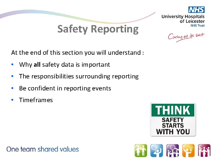 Safety Reporting At the end of this section you will understand : • Why