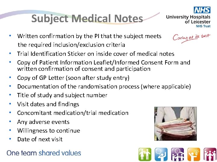 Subject Medical Notes • Written confirmation by the PI that the subject meets the