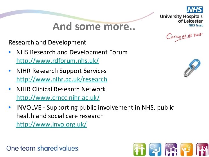 And some more. . Research and Development • NHS Research and Development Forum http: