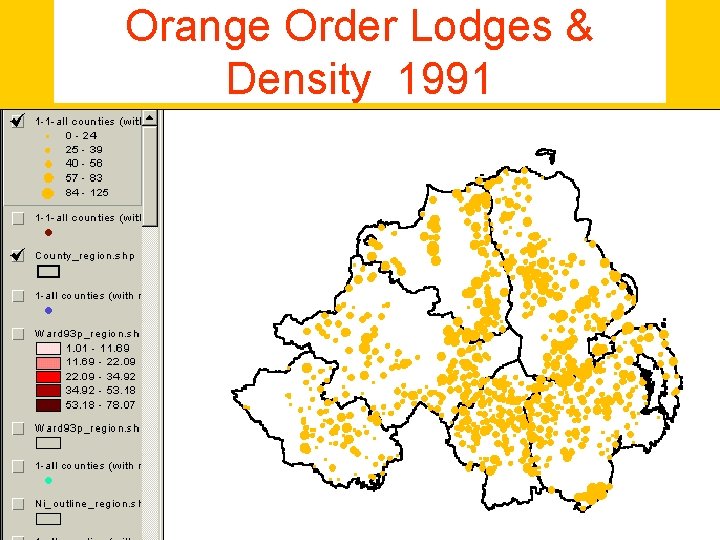 Orange Order Lodges & Density 1991 