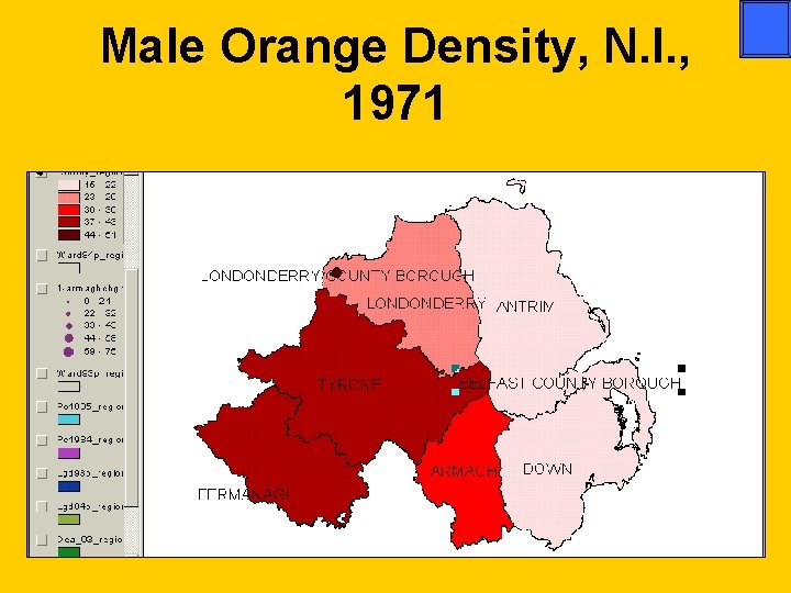 Male Orange Density, N. I. , 1971 