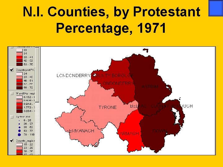 N. I. Counties, by Protestant Percentage, 1971 