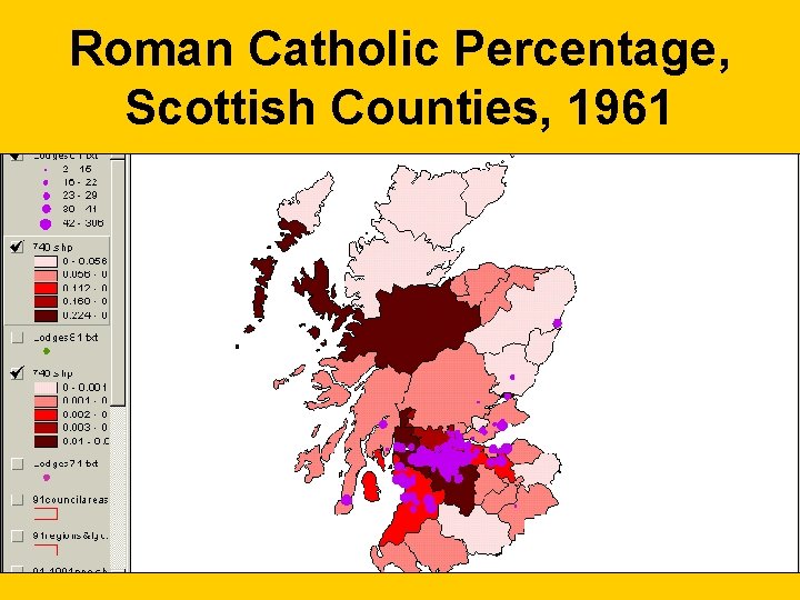 Roman Catholic Percentage, Scottish Counties, 1961 