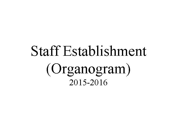 Staff Establishment (Organogram) 2015 -2016 