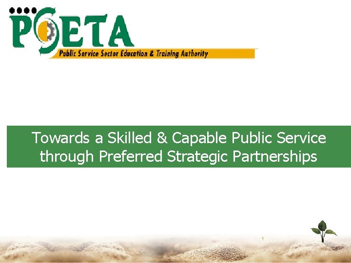 Towards a Skilled & Capable Public Service through Preferred Strategic Partnerships 1 