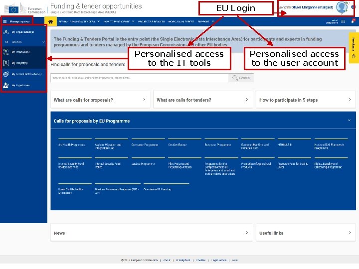 EU Login Personalised access to the IT tools Personalised access to the user account EU Login Personalised access to the IT tools Personalised access to the user account