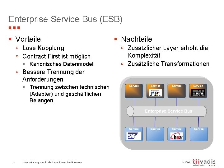 Enterprise Service Bus (ESB) § Vorteile ú Lose Kopplung ú Contract First ist möglich