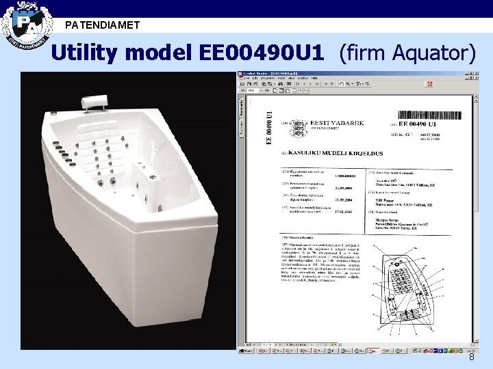 PATENDIAMET Utility model EE 00490 U 1 (firm Aquator) 8 