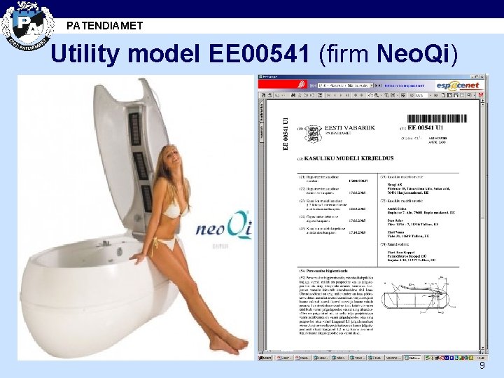 PATENDIAMET Utility model EE 00541 (firm Neo. Qi) 9 