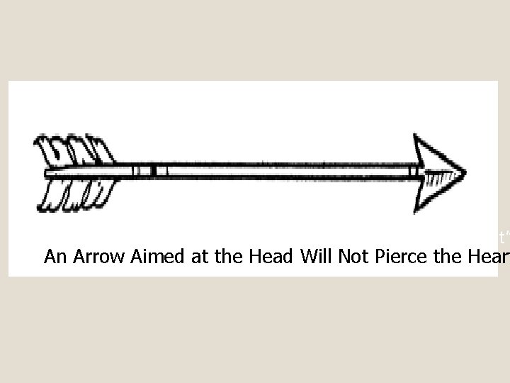 “An arrow aimed at the head, will not pierce the heart” An Arrow Aimed