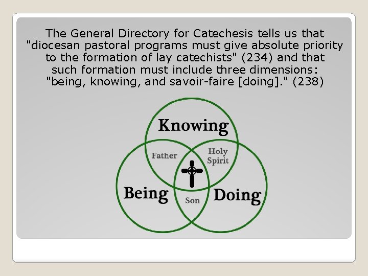 The General Directory for Catechesis tells us that "diocesan pastoral programs must give absolute