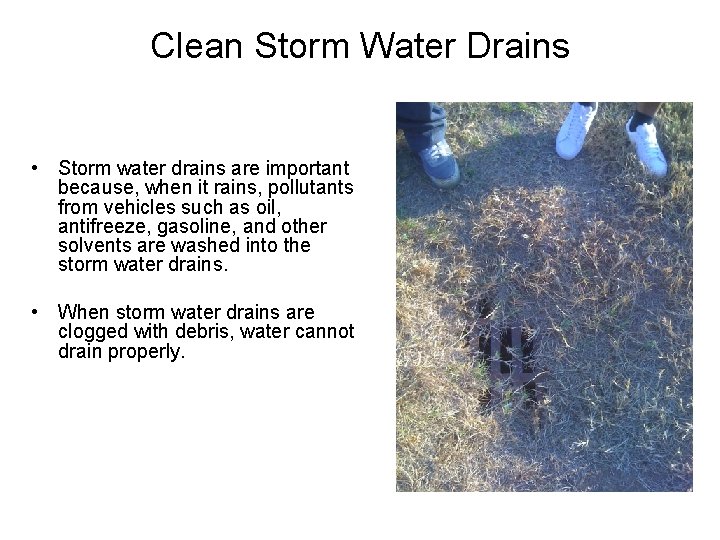 Clean Storm Water Drains • Storm water drains are important because, when it rains, Clean Storm Water Drains • Storm water drains are important because, when it rains,