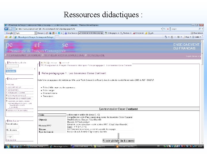 Ressources didactiques : 