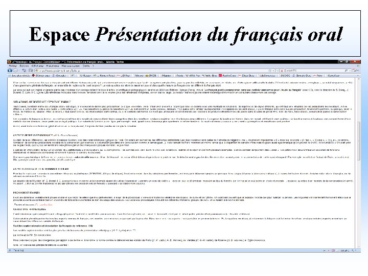 Espace Présentation du français oral 