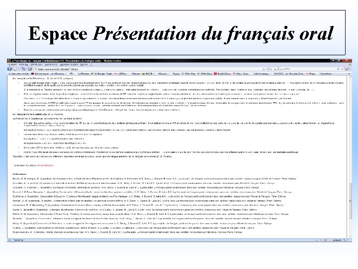 Espace Présentation du français oral 