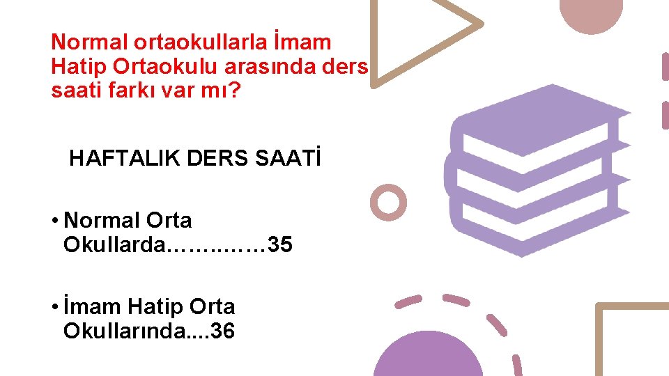 Normal ortaokullarla İmam Hatip Ortaokulu arasında ders saati farkı var mı? HAFTALIK DERS SAATİ