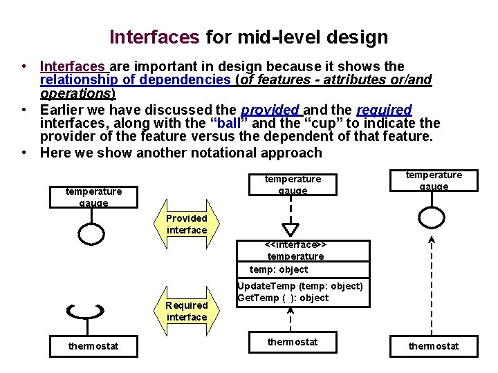 Interfaces for mid-level design • Interfaces are important in design because it shows the